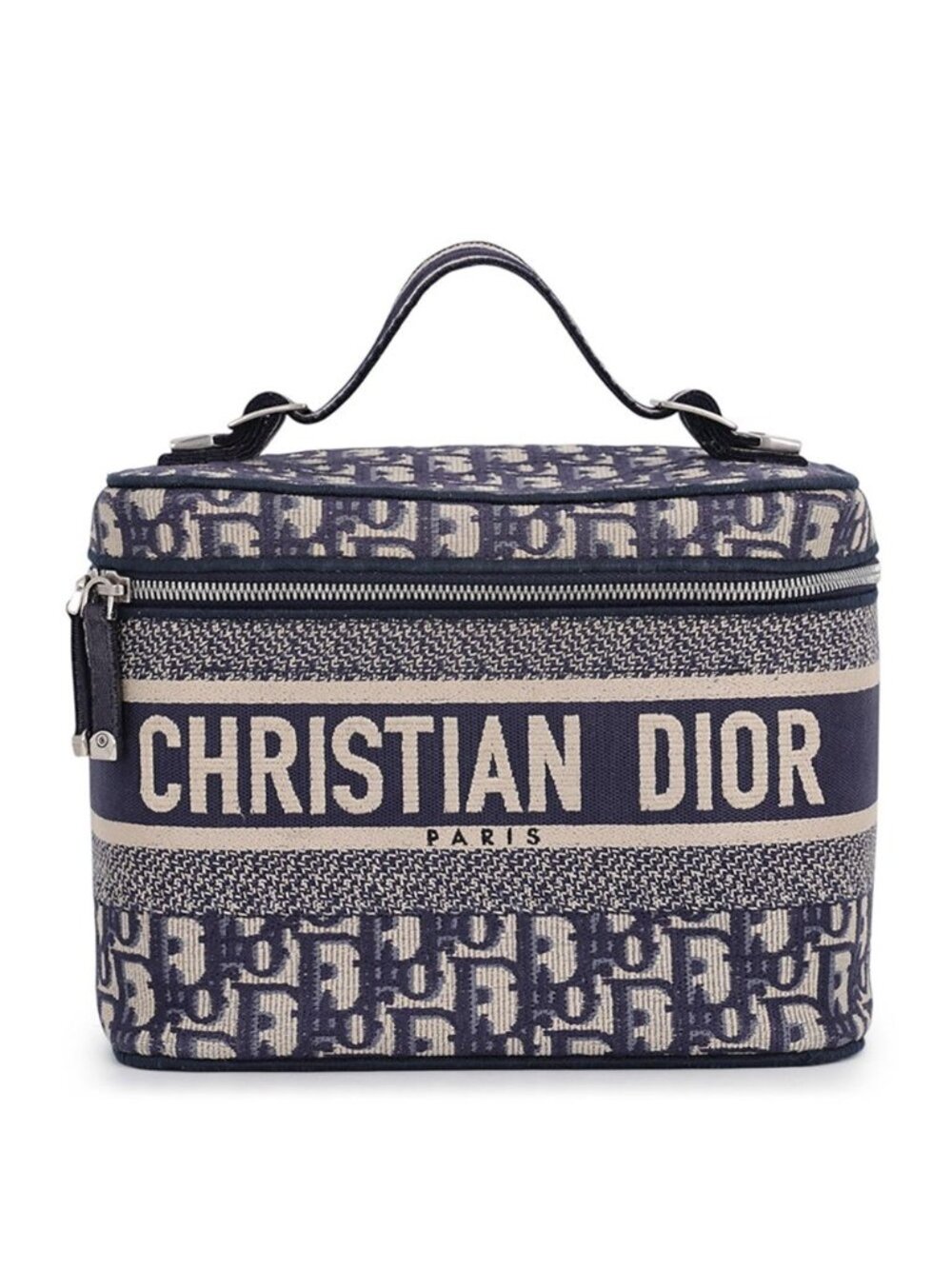 Dior Handbag Oblique Embroidered Travel Vanity Bag Medium Canvas